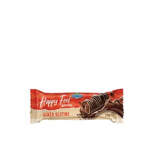 Glutenfreier Nocciola-Riegel von HappyFeel mit Schokolade.