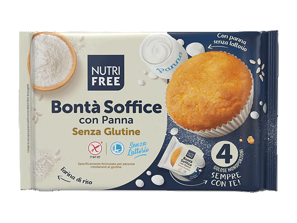 Glutenfreier Bontà Soffice Kuchen mit Panna, ideal für glutenfreie Ernährung.